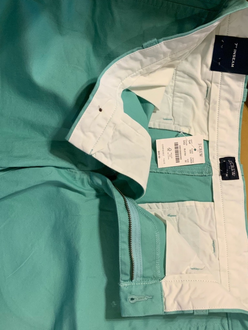 J. Crew Aqua Green Cotton Blend Jean Shorts 7”  nwt